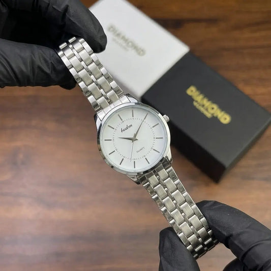 Silver Quartz Wrist Watch – White Dial image 1
