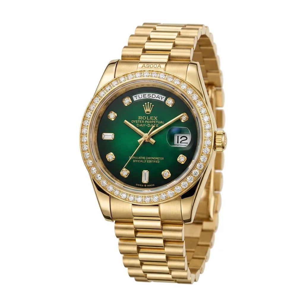 Rolex Day-Date Gold Green Dial Watch image 0
