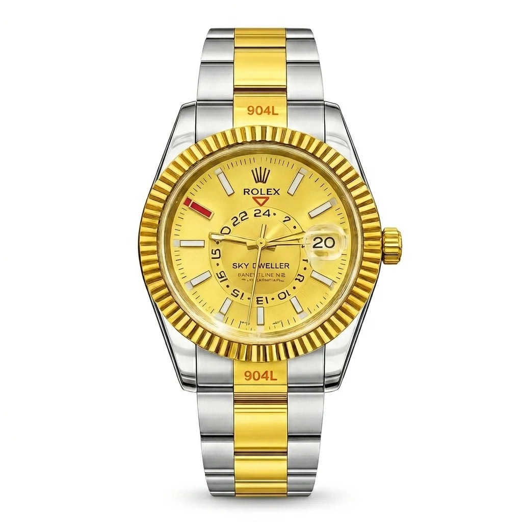 Gold & Silver Rolex Style Sky-Dweller Watch for Men image 0