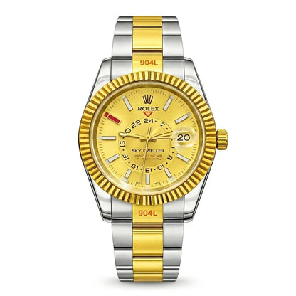 Gold & Silver Rolex Style Sky-Dweller Watch for Men image 0