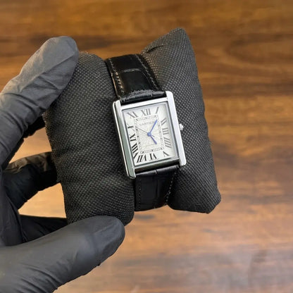 Cartier Tank – Black with White Dial Watch image 1
