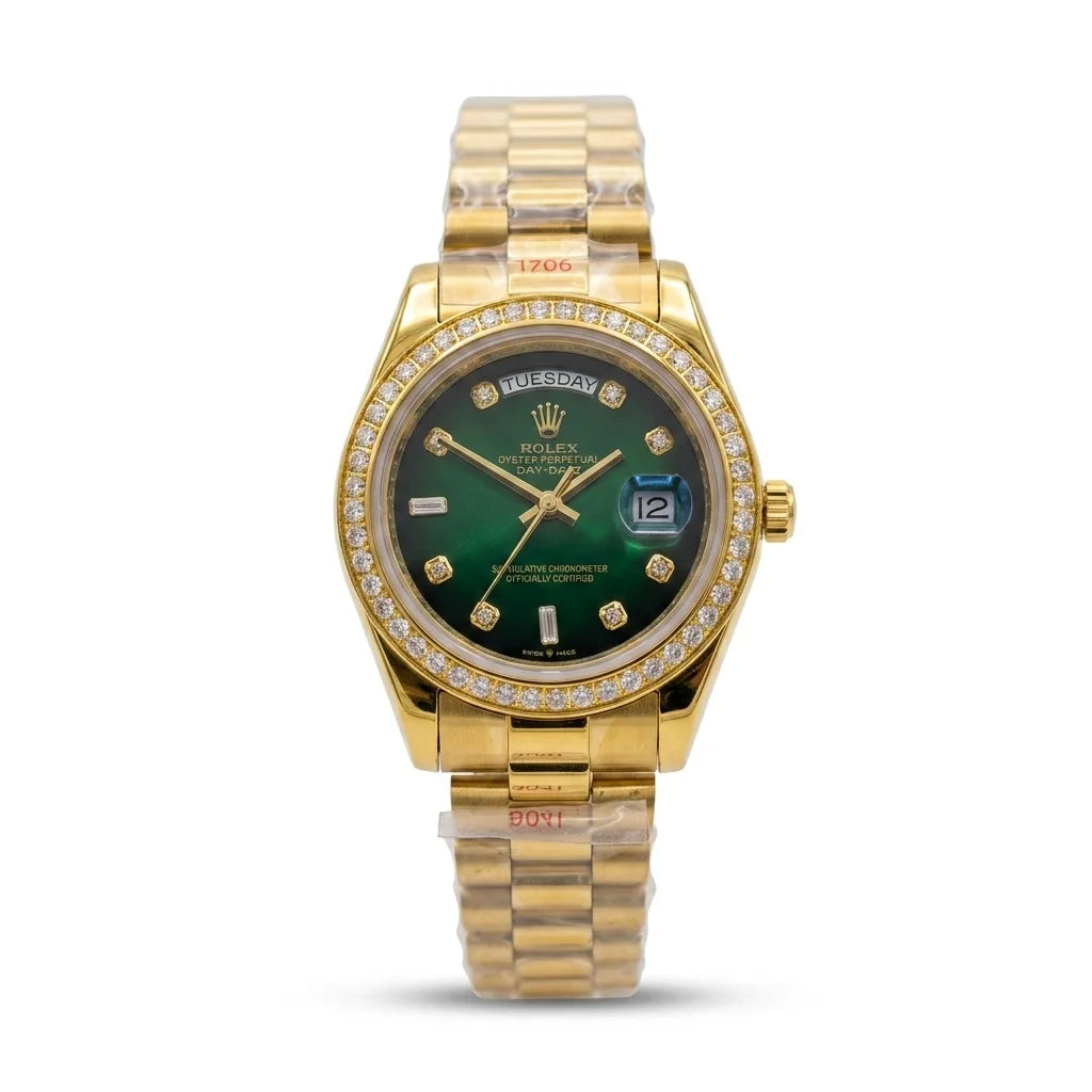 Rolex Day-Date Gold Green Dial Watch image 1