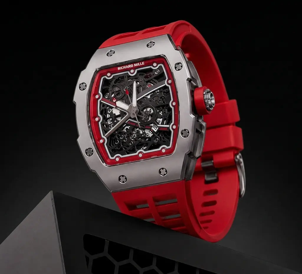 Richard Mille Skeleton Men's Luxury Watch - Red image
