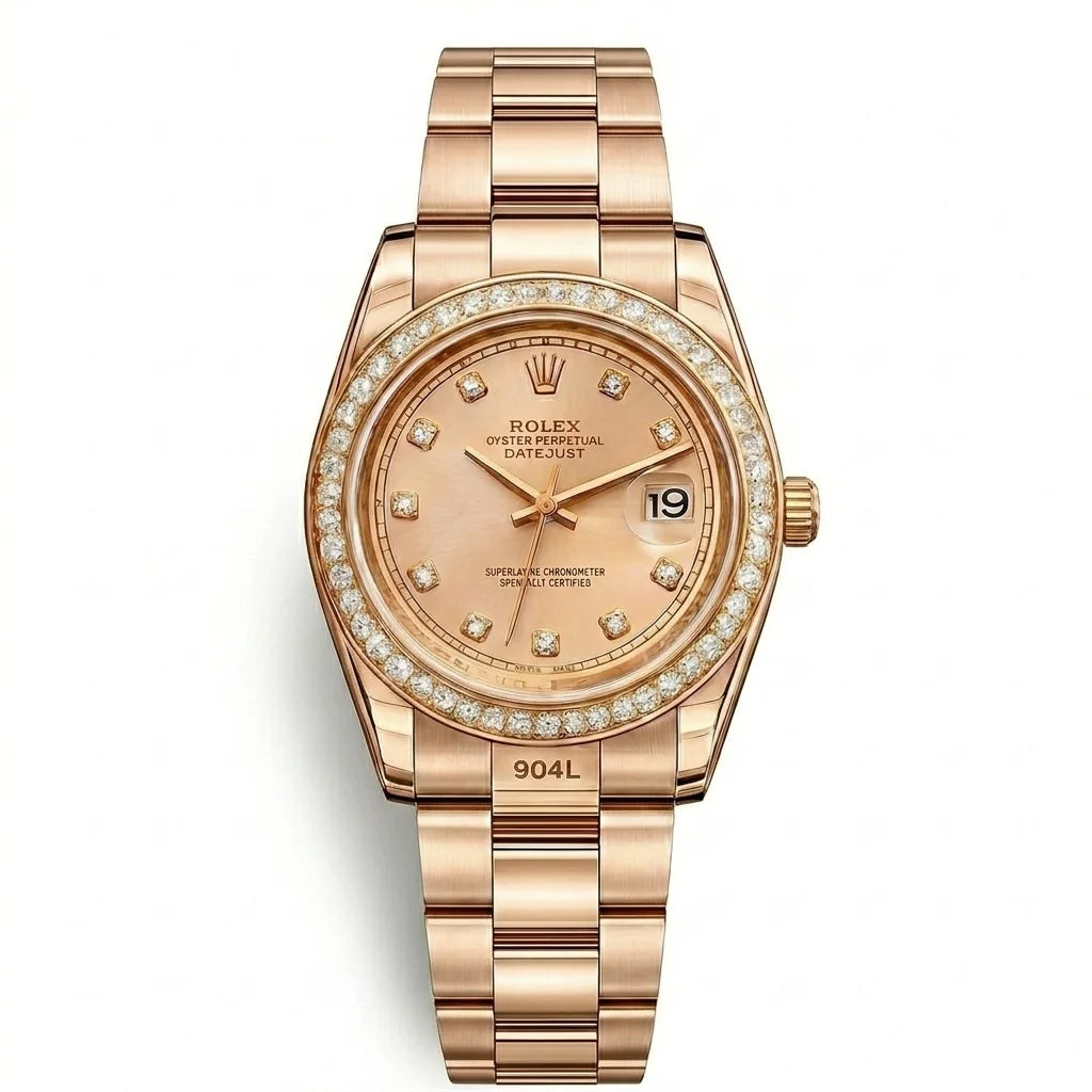 Rolex Datejust Rose Gold Diamond Bezel Watch for Women image 0