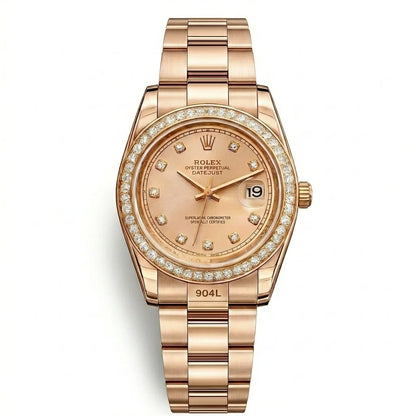Rolex Datejust Rose Gold Diamond Bezel Watch for Women image 0