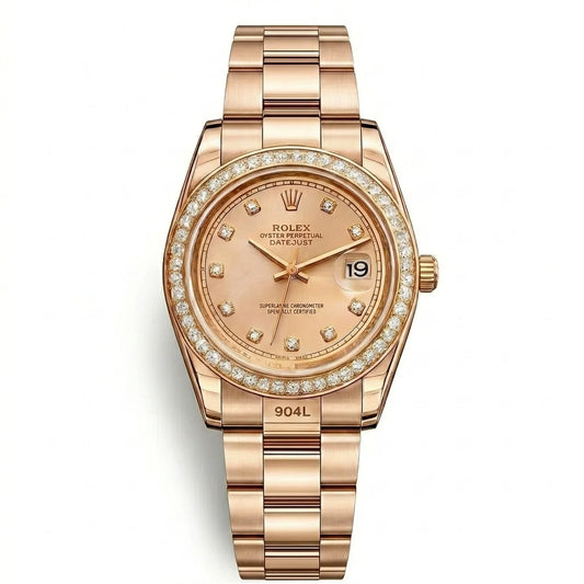 Rolex Datejust Rose Gold Diamond Bezel Watch for Women image 0