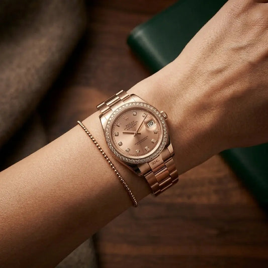 Rolex Datejust Rose Gold Diamond Bezel Watch for Women image 1