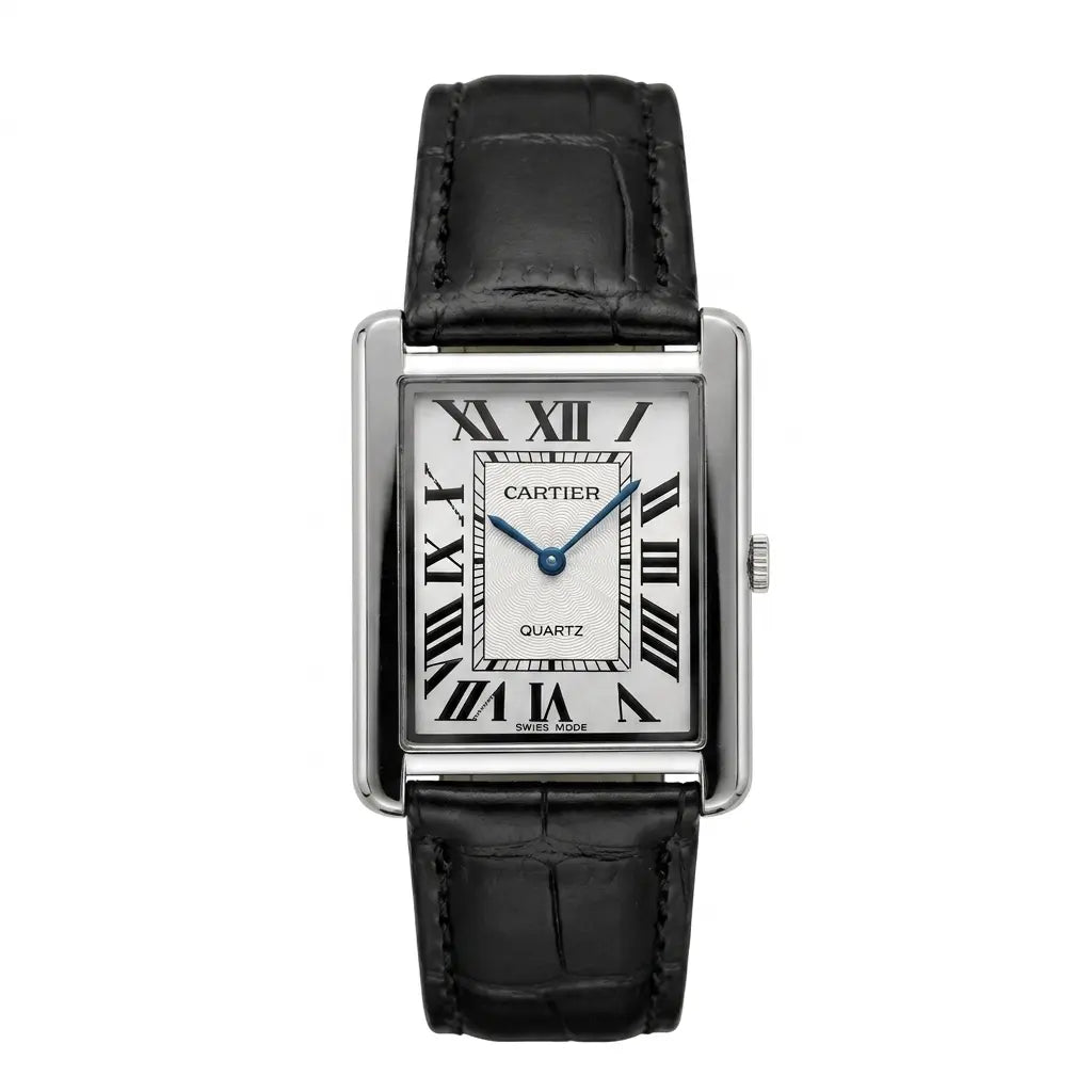 Cartier Tank – Black with White Dial Watch image 0