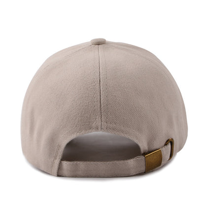 Men's Light Beige Cotton Baseball Cap with Leather Patch