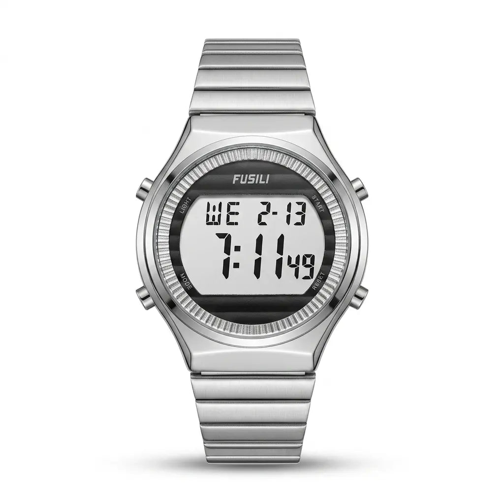 Fusili Silver & Black Men'Digital Watch