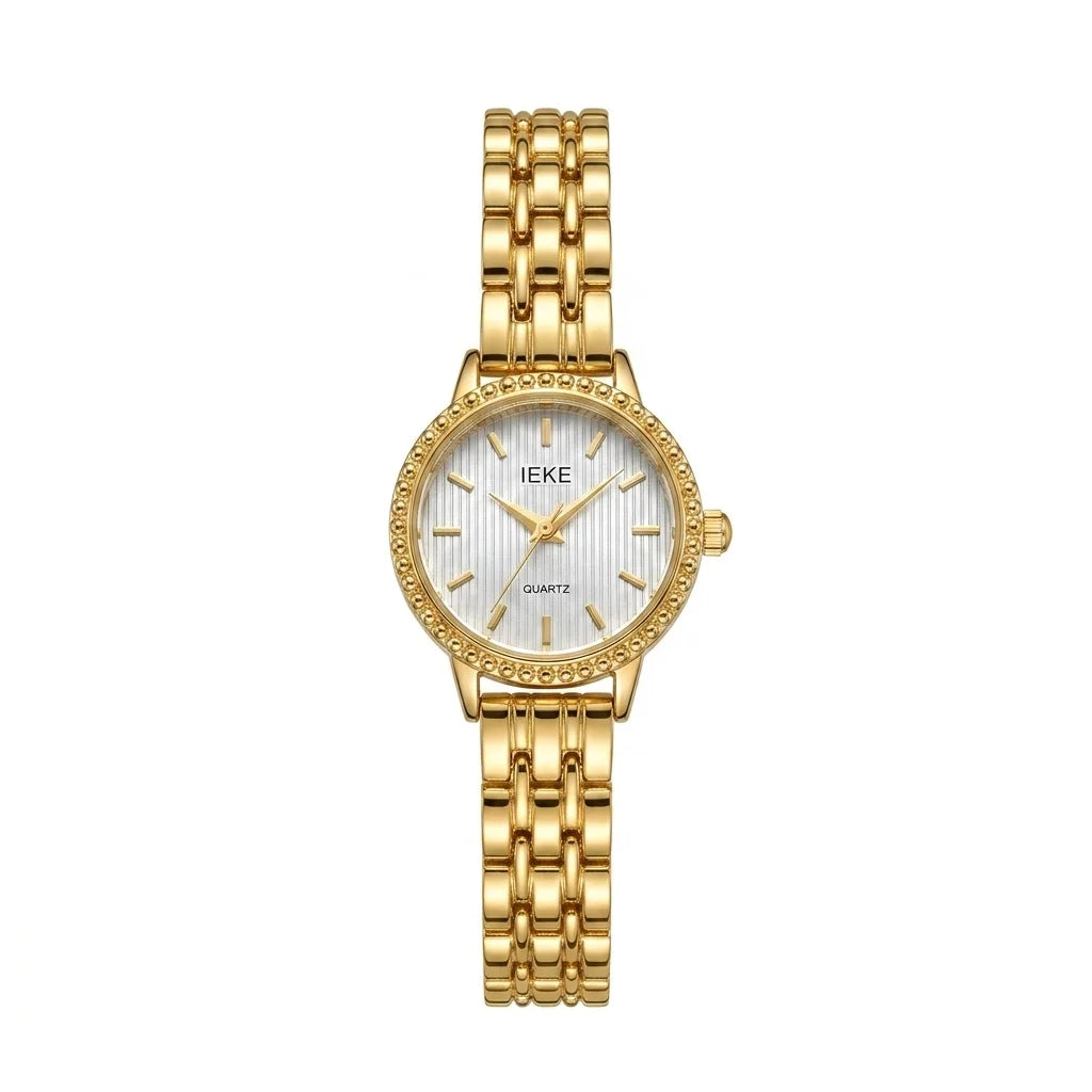 Elegant Gold Textured Dial Women's Watch image 0
