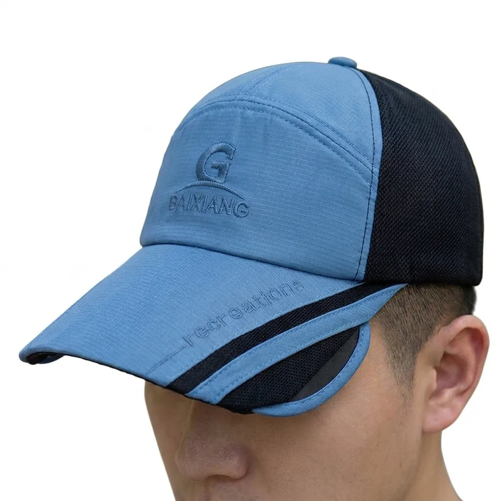 Men Telescopic Sun Hat Blue Adjustable