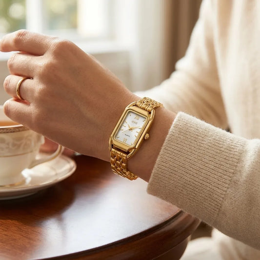 IEKE Vintage Rectangular Gold Watch for Women image 1